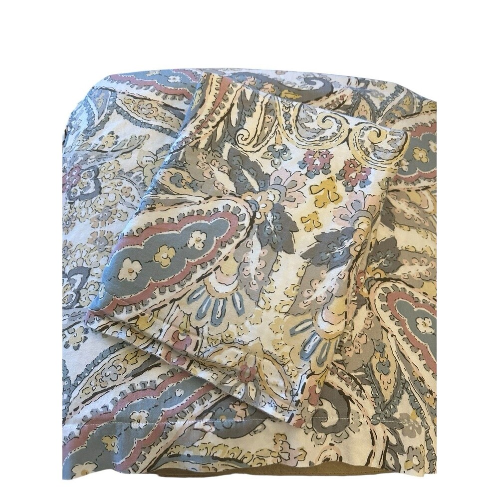 Nicole Miller Blue Yellow Grey Paisley Floral 2 King Pillow Shams 100% Cotton